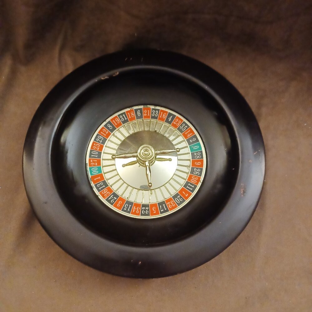 Tabletop Miniature Roulette Wheel Game European Style Dark Brown Gold